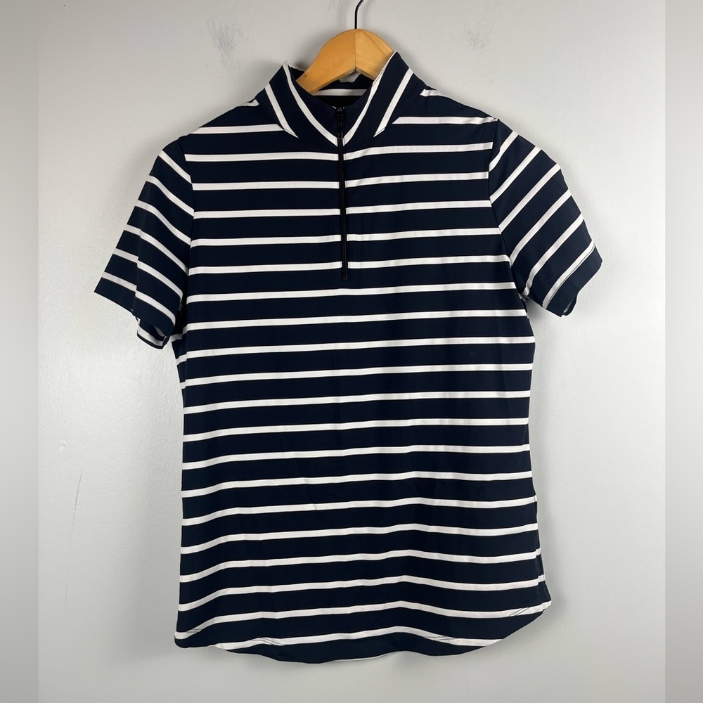 IBKUL Upf 50 sun protection deep navy white stripe 1/4 zip size small